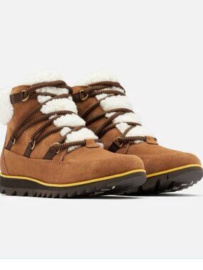 Sorel Harlow Lace Cozy Bootie Boots Velvet Tan Blackened Brown Women's 7